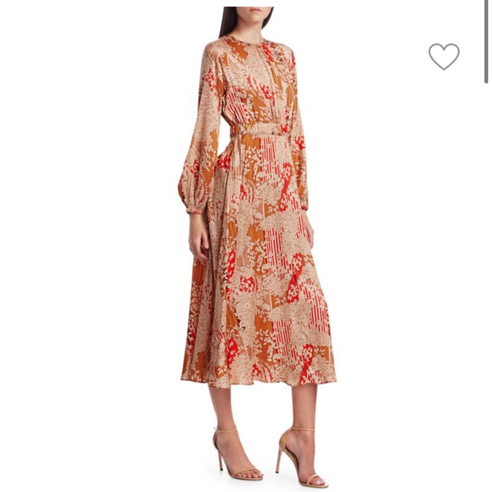 Bytimo Satin Puff-Sleeve Midi Dress